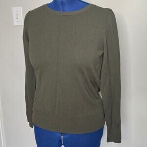 Ann Taylor Olive Green Merino Wool Knit sweater Size M